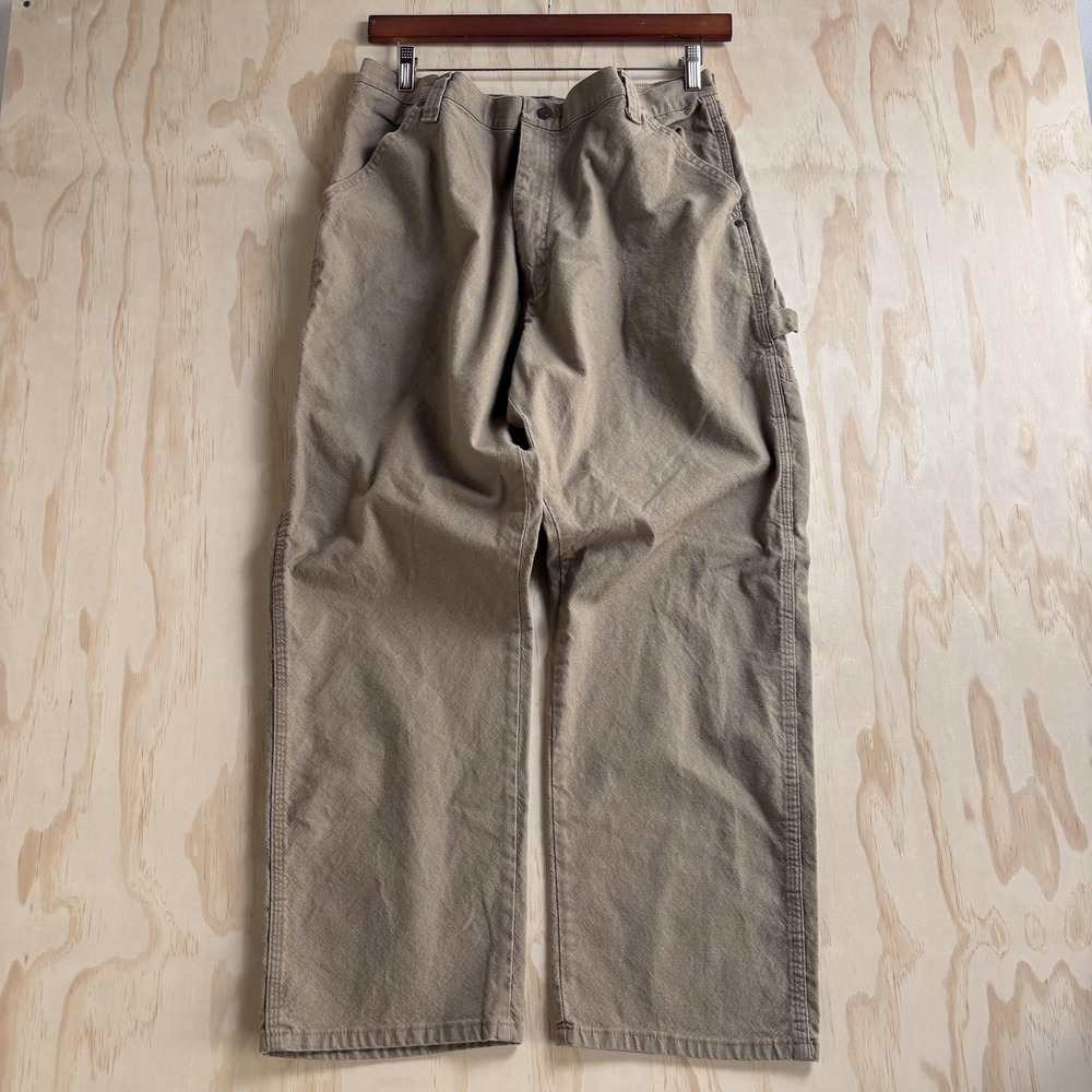 Wrangler‎ Pants Mens 40x30 Beige Canvas Carpenter Straight Leg Workwear Utility